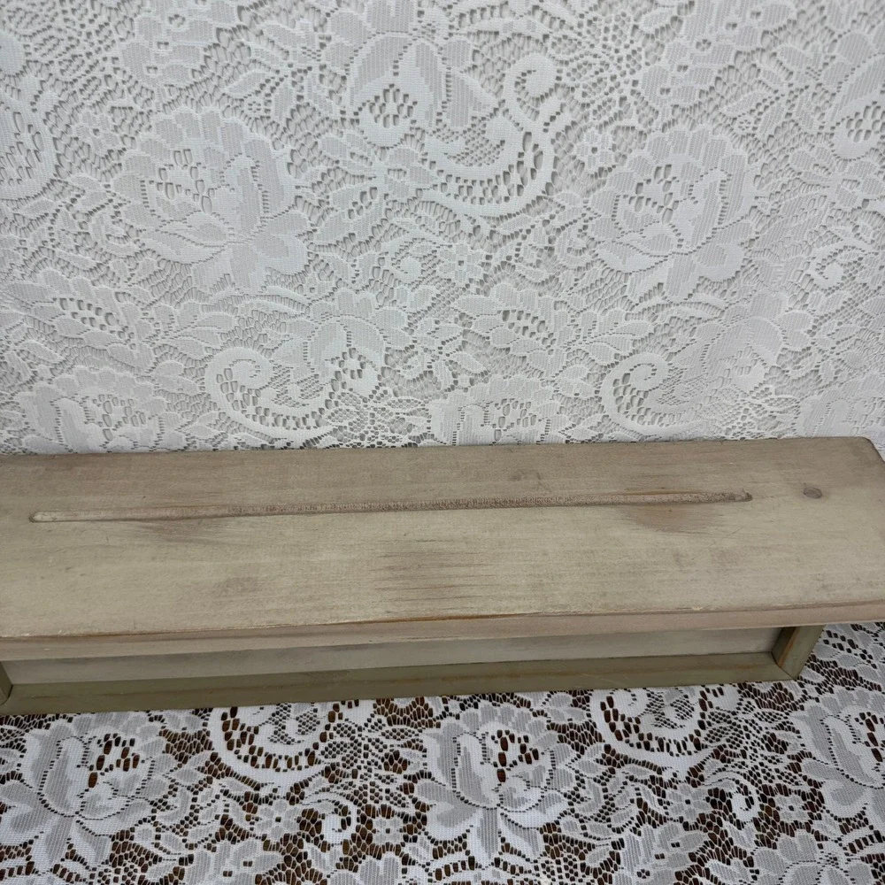 Rustic Distressed Wood Floating Display Shelf Wall Mount Plate Rail Whitewash